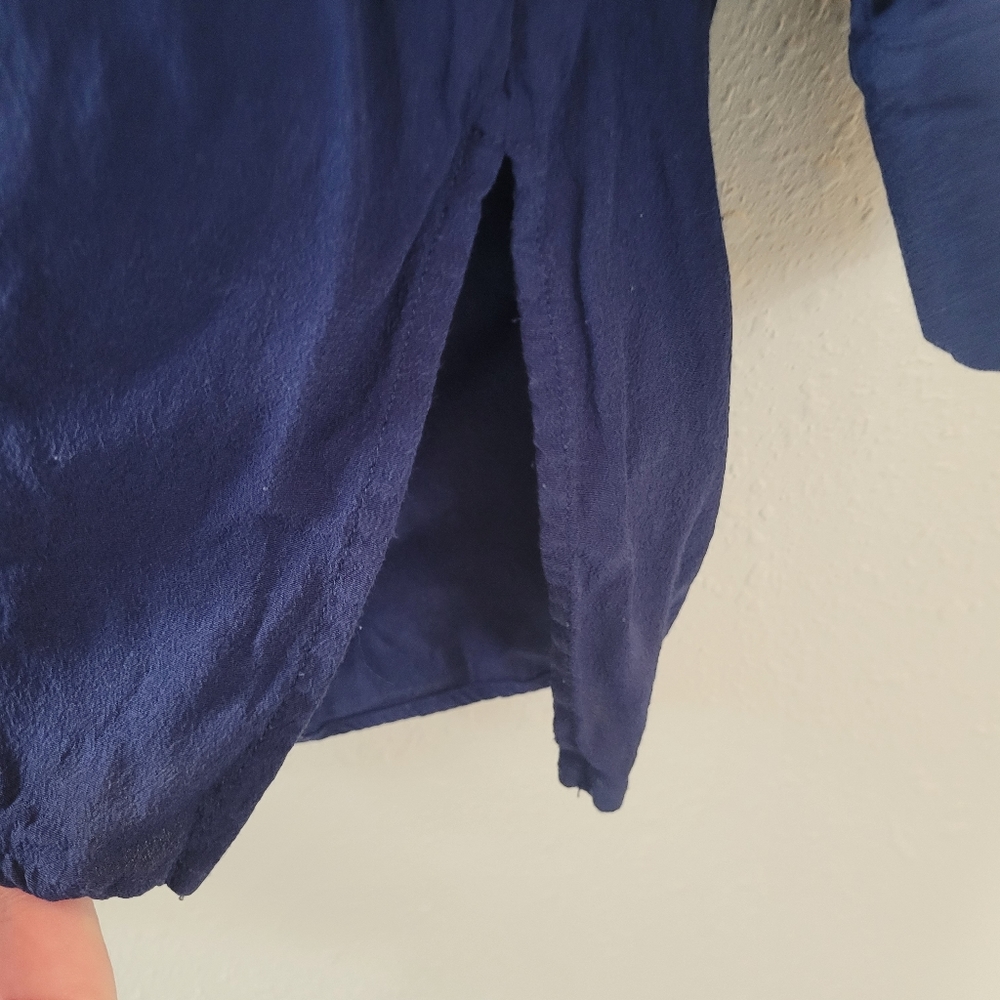 Soft Surroundings Navy Split Neck Button Tab Asym… - image 5